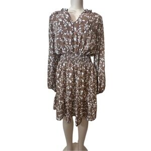 NWT Steve Madden Brown Floral Long Sleeve Dress